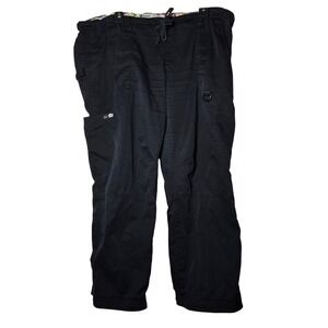 Koi Women Lindsey Black Cargo Scrub Pants Petite XL Elastic Waist Medical Nurse